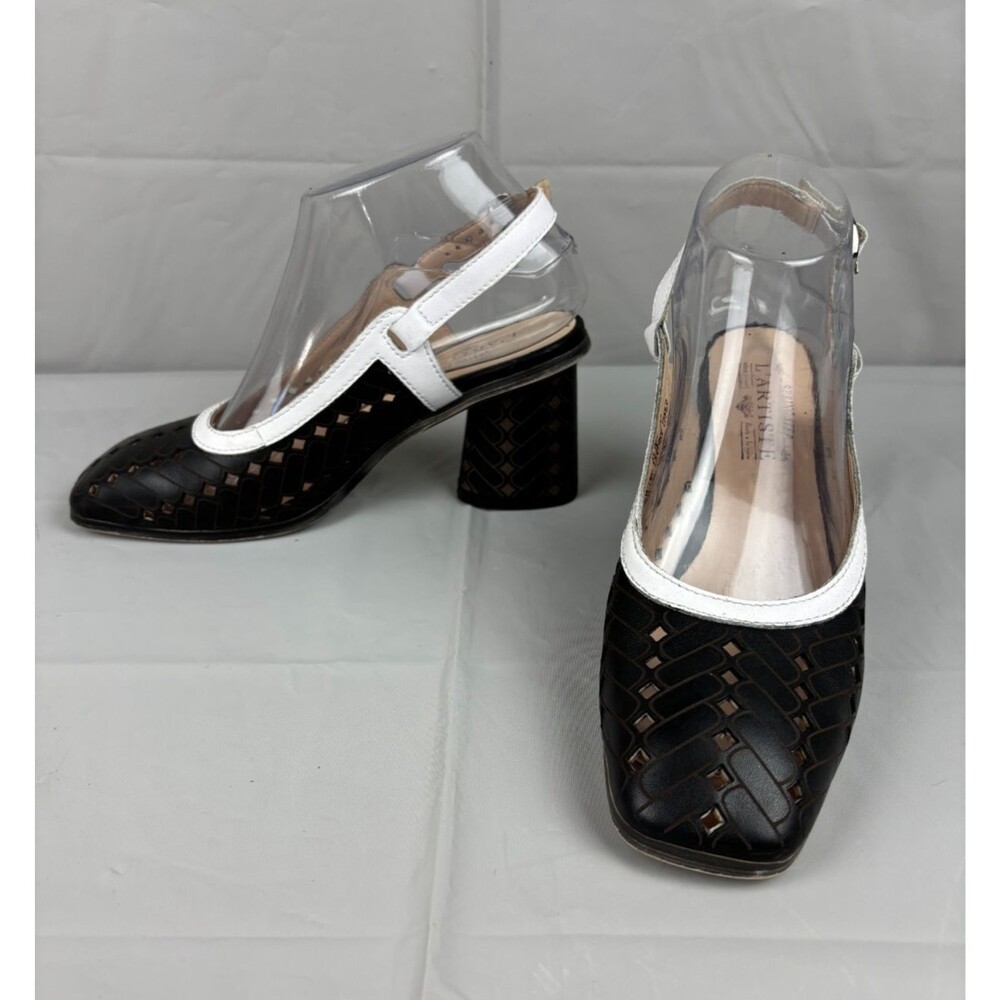L'Artiste by Spring Step FLIRT Slingback Heels Shoes - EU 37/US 6.5 Black White